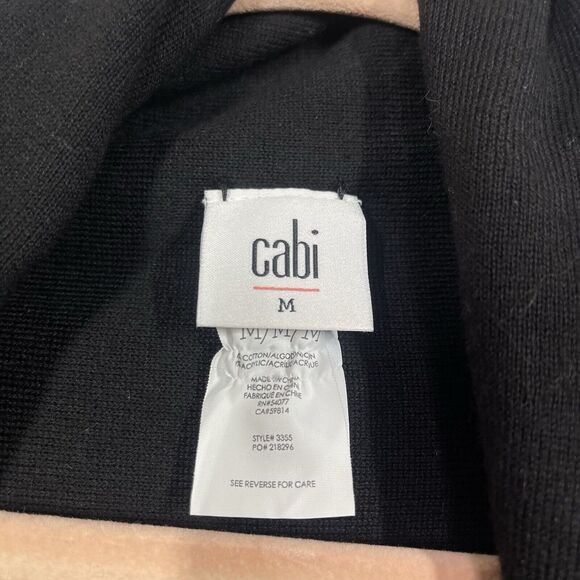 Cabi Women Open Cardigan Black White Stitching Medium Winsome Preppy Jacket - Picture 3 of 7